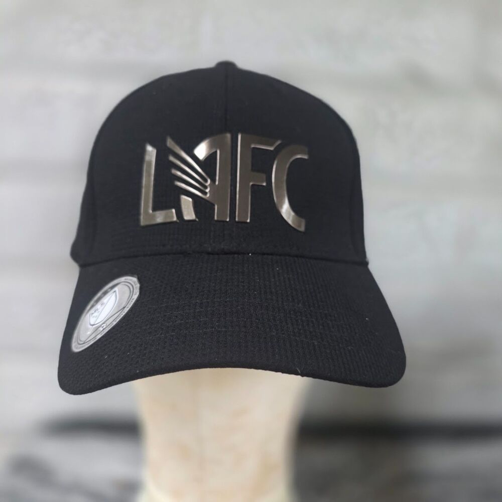 LAFC LA Football Club MLS Primark Black Snapback Hat Metallic Silver Logo